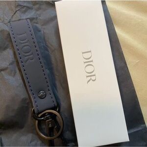 Dior Navy Blue Leather Keychain Strap